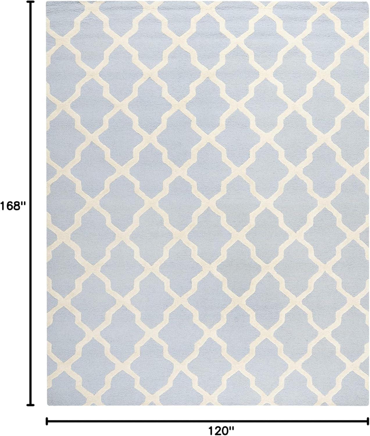 SAFAVIEH Cambridge Liam Geometric Wool Area Rug, Light Blue/Ivory, 10' x 14'