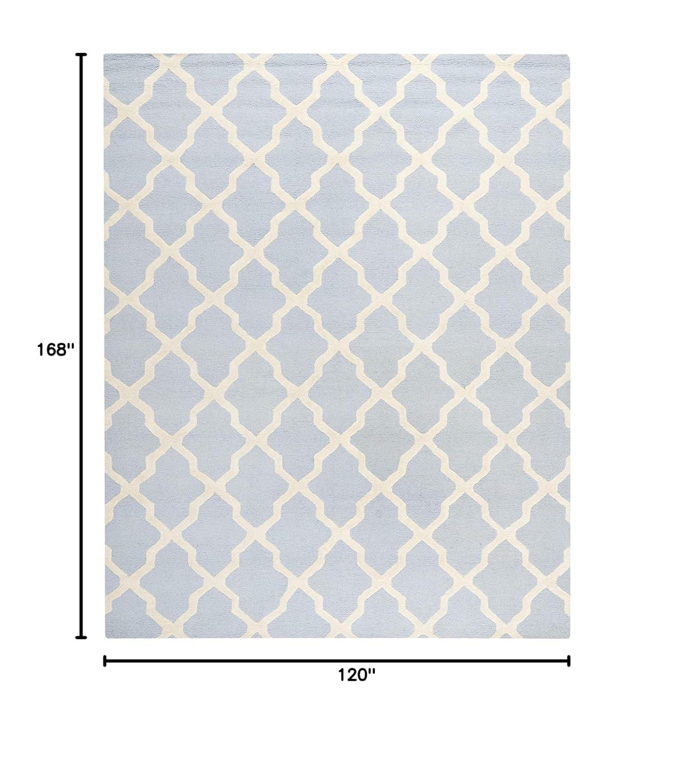 SAFAVIEH Cambridge Liam Geometric Wool Area Rug, Light Blue/Ivory, 10' x 14'