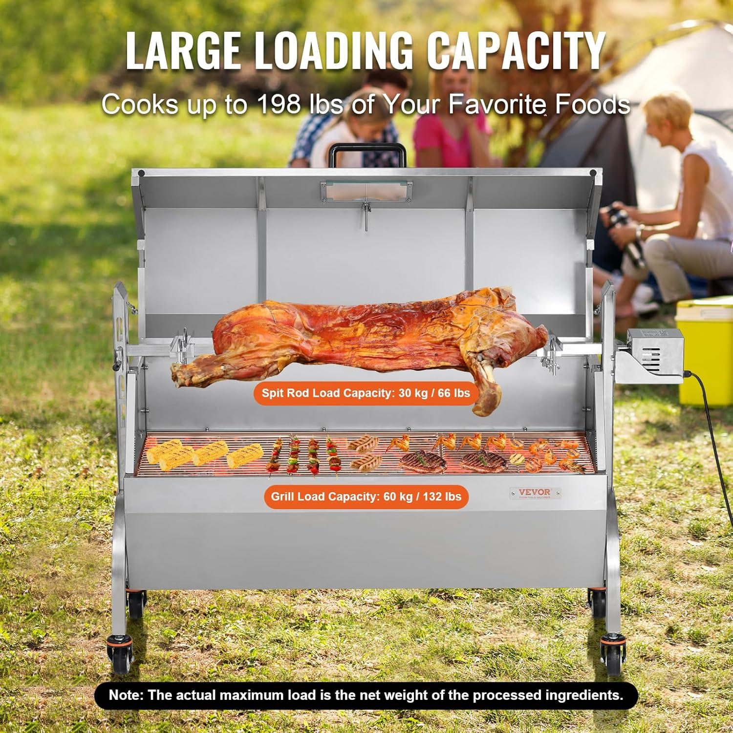 Roaster Spit Rotisserie BBQ Grill Pig Lamb Chicken Roaster 52W 198LBS