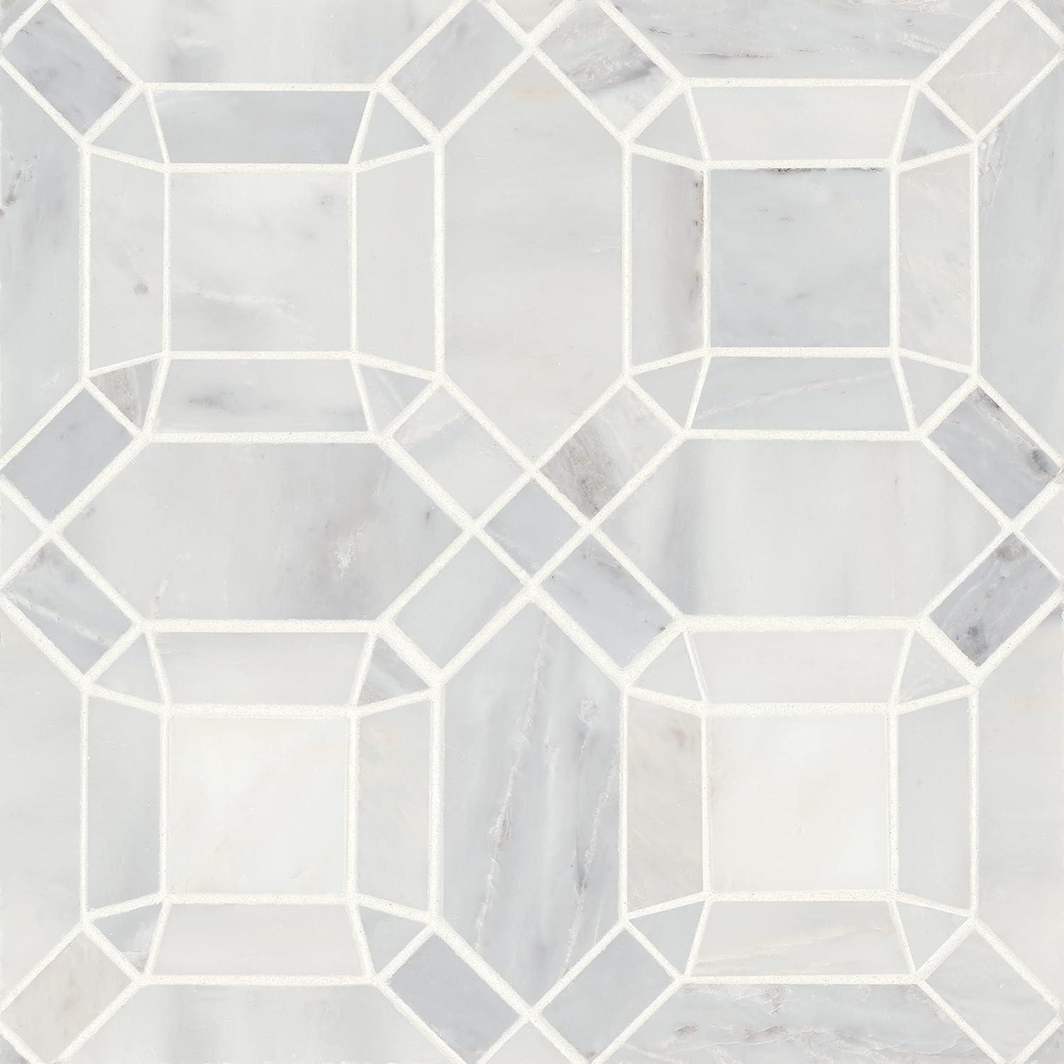 Oriental White Honed Marble Mosaic Tile 11.25" x 11.25"