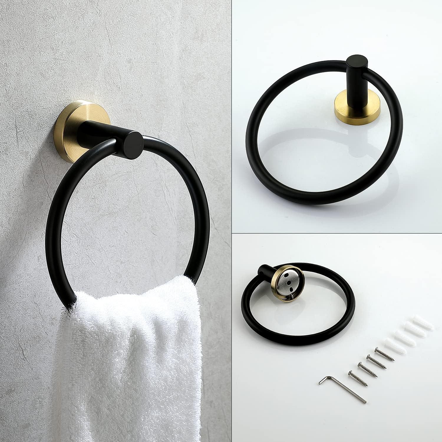 4-Piece Matte Black and Brushed Gold Stainless Steel Bathroom Hardware Set