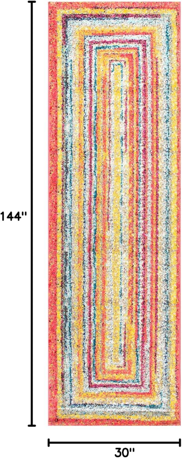 nuLOOM 5'x8' Hargis Labyrinth Area Rug Red/Pink: Contemporary Indoor Low Pile, Stain & Fade-Resistant Rug