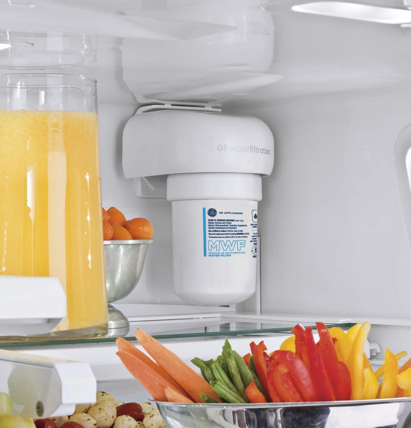 GE Appliances MWF Replacement Refrigerator Water Filter: Filters Lead, Asbestos, Chlorine, Pesticides, 1-Year Warranty