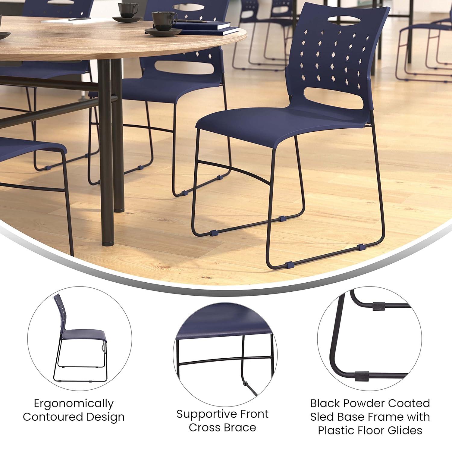 Flash Furniture Heidi 881 lb. Capacity Sled Base Stack Chair with Air-Vent Back (Set of 5)