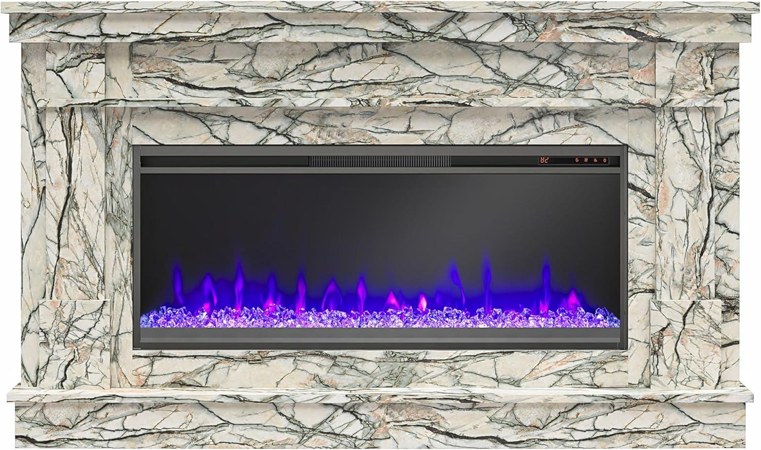 Waverly Wide Mantel with Linear Electric Fireplace
