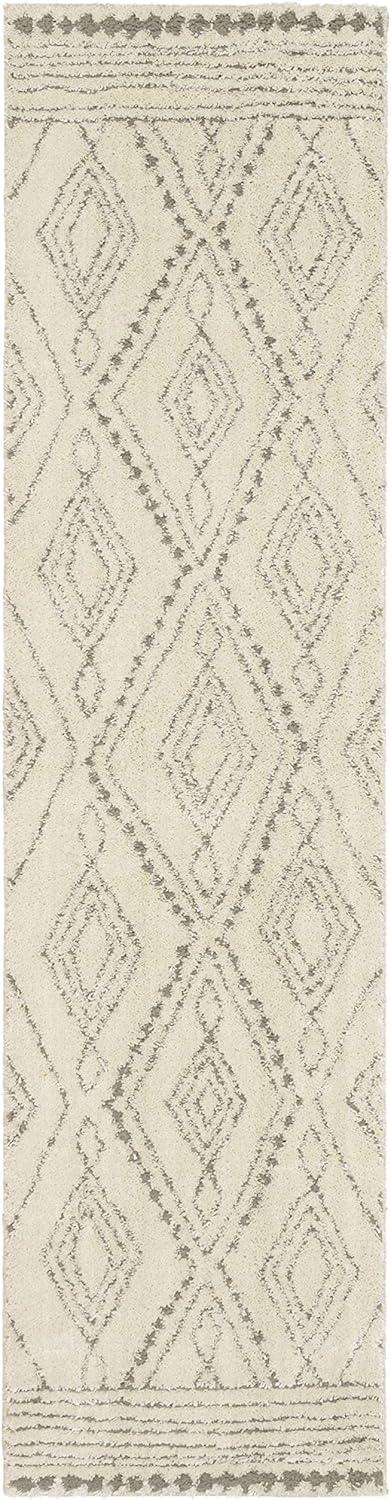 Vado Shag Reversible Gray and Cream Synthetic Runner Rug, 2' x 5'