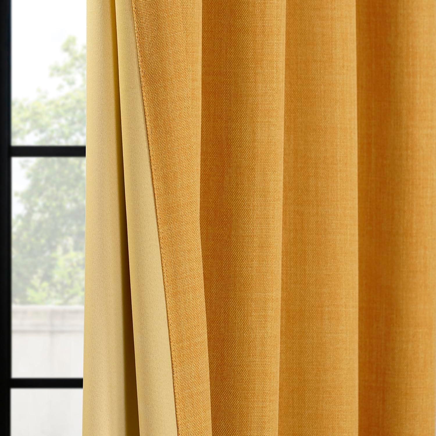 Ottis Textured Faux Linen Rod Pocket Room Darkening Curtains for Bedroom & Living Room Curtains - Single Panel Drapes