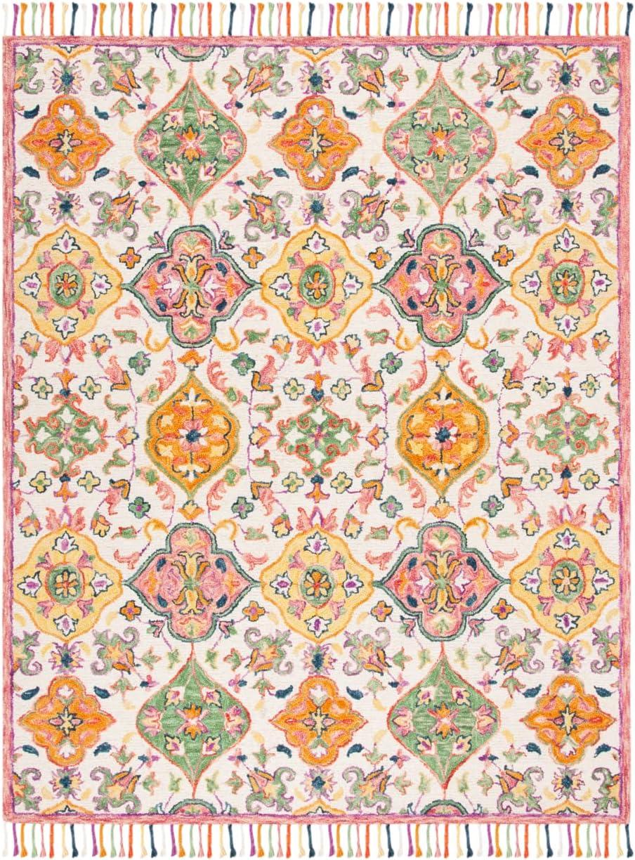 SAFAVIEH Blossom Ira Floral Wool Area Rug, Ivory/Multi, 9' x 12'