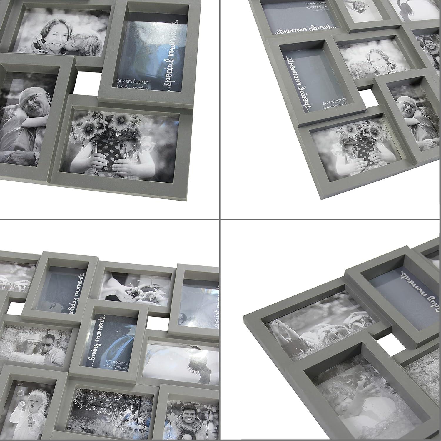 J.M.Deco Collage Picture Frames for Wall 24 Slots, Reunion Friends Family Memory Large Photo Frame Selfie Gallery Puzzle Collage Wall Hanging for 4x6 Photo | Grey