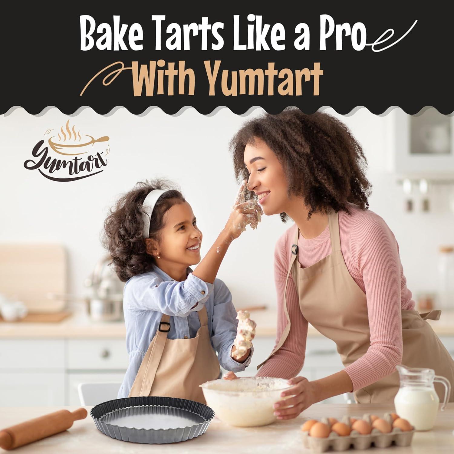 9 Inch Tart Pan with Removable Bottom - Non-Stick, Deep Fluted Quiche and Pie Pan