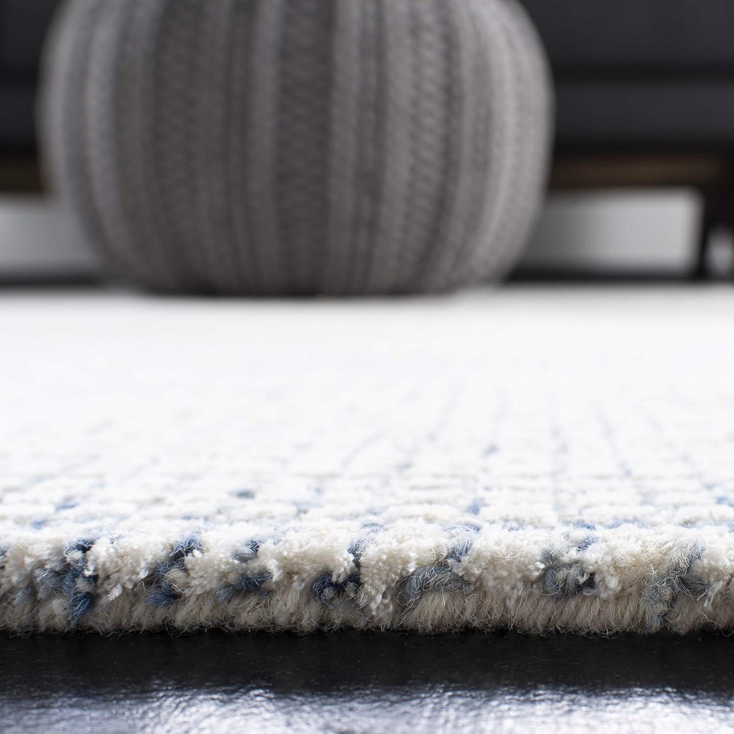 Abstract ABT470 Handmade Indoor Area Rug - Ivory/Blue - 4'x4' - Safavieh
