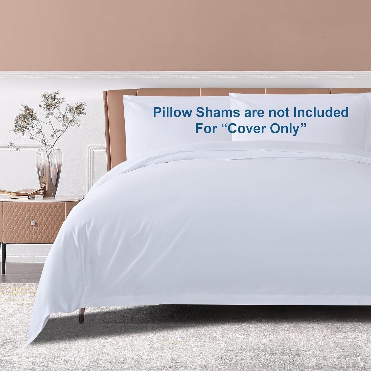 THE COTTON & SILK 100% Luxury Long-Staple Cotton Duvet Cover, with Corner Ties and Hidden Zipper Closure, Twin Size, White