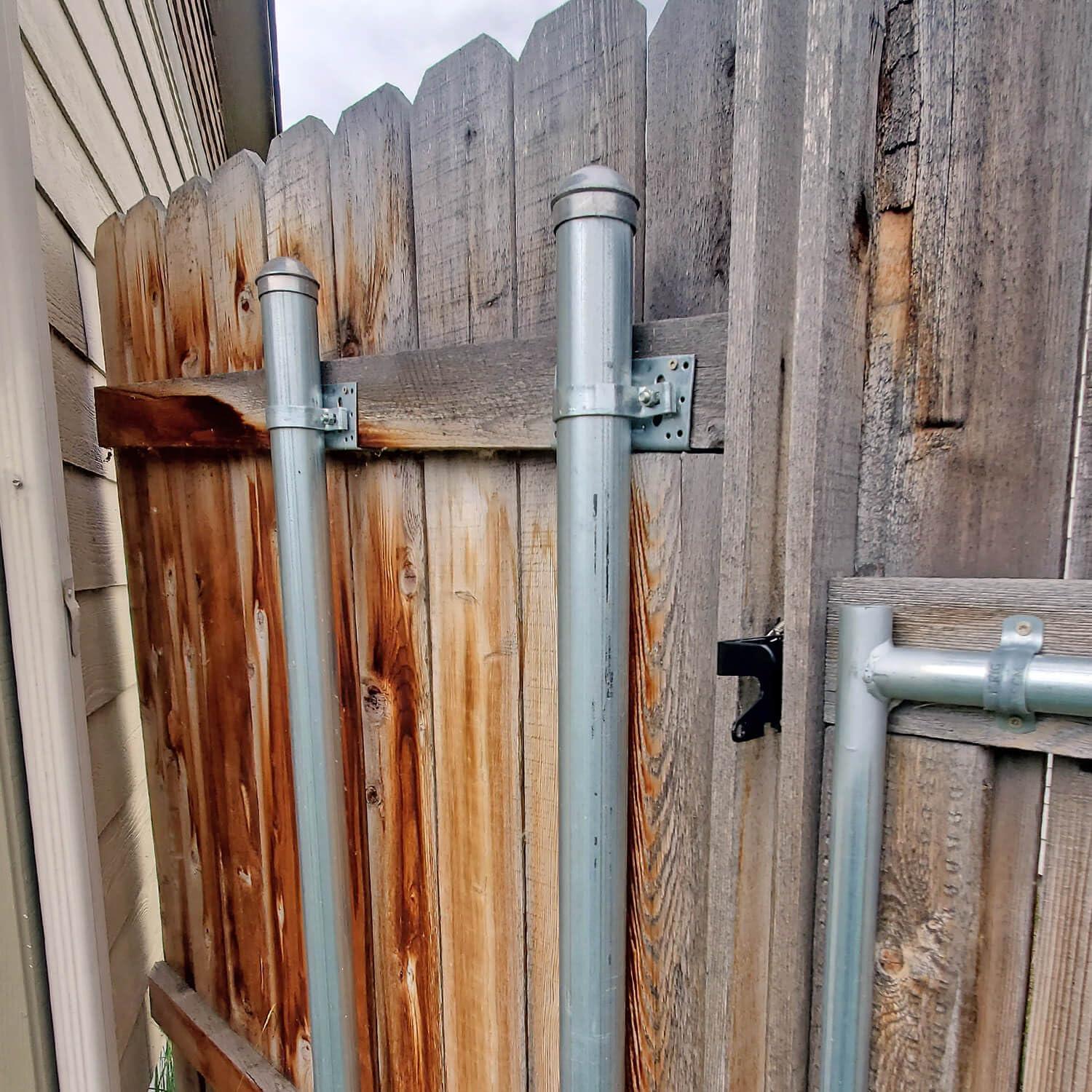 Jake Sales 2-3/8" Wood Fence to Round Steel Post Panel Attachment Adapter Bracket: Galvanized Steel, Adjustable Clamp, Resists Rusting