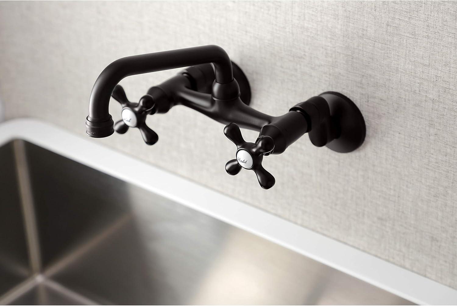 Kingston Brass Kingston Double-Handle 2-Hole Wall-Mount Bridge Kitchen Faucet