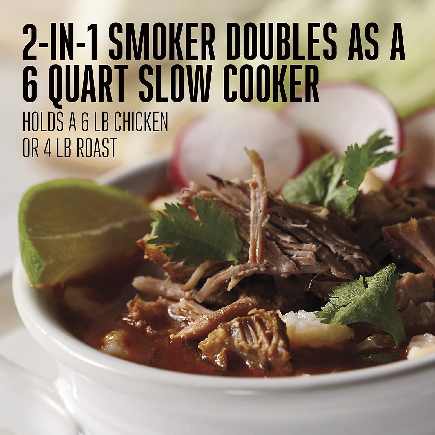 Weston 2in1 Indoor Smoker & Slow Cooker 03-2500-W: 6 Qt Programmable Crock Pot, Dishwasher-Safe, Automatic Probe