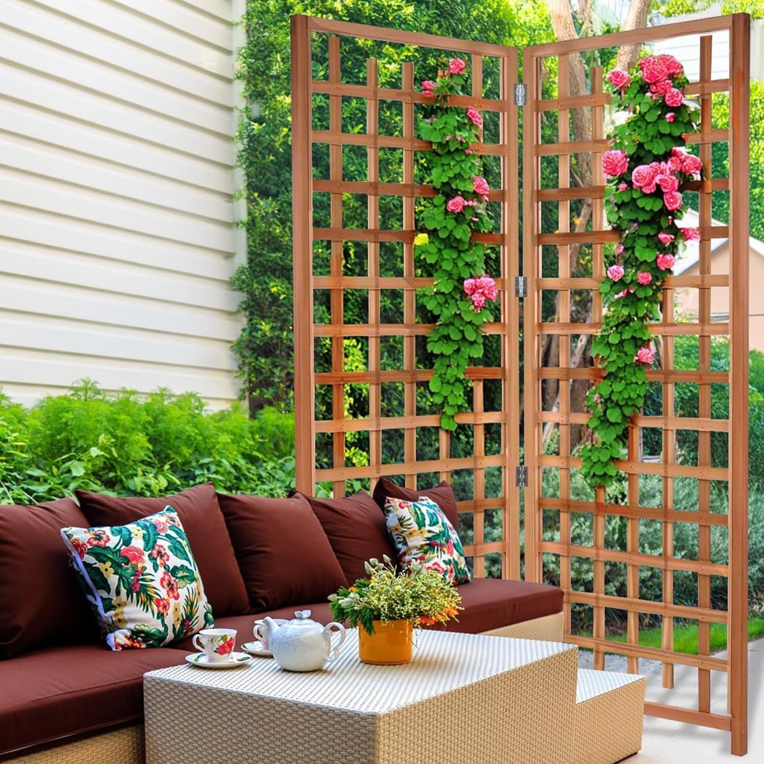 All Things Cedar 2-Piece" Outdoor Single Trellis Handcrafted for Climbing Plants with Snug-Fitting Parts and Sanded Finish for Patio Privacy Screens
