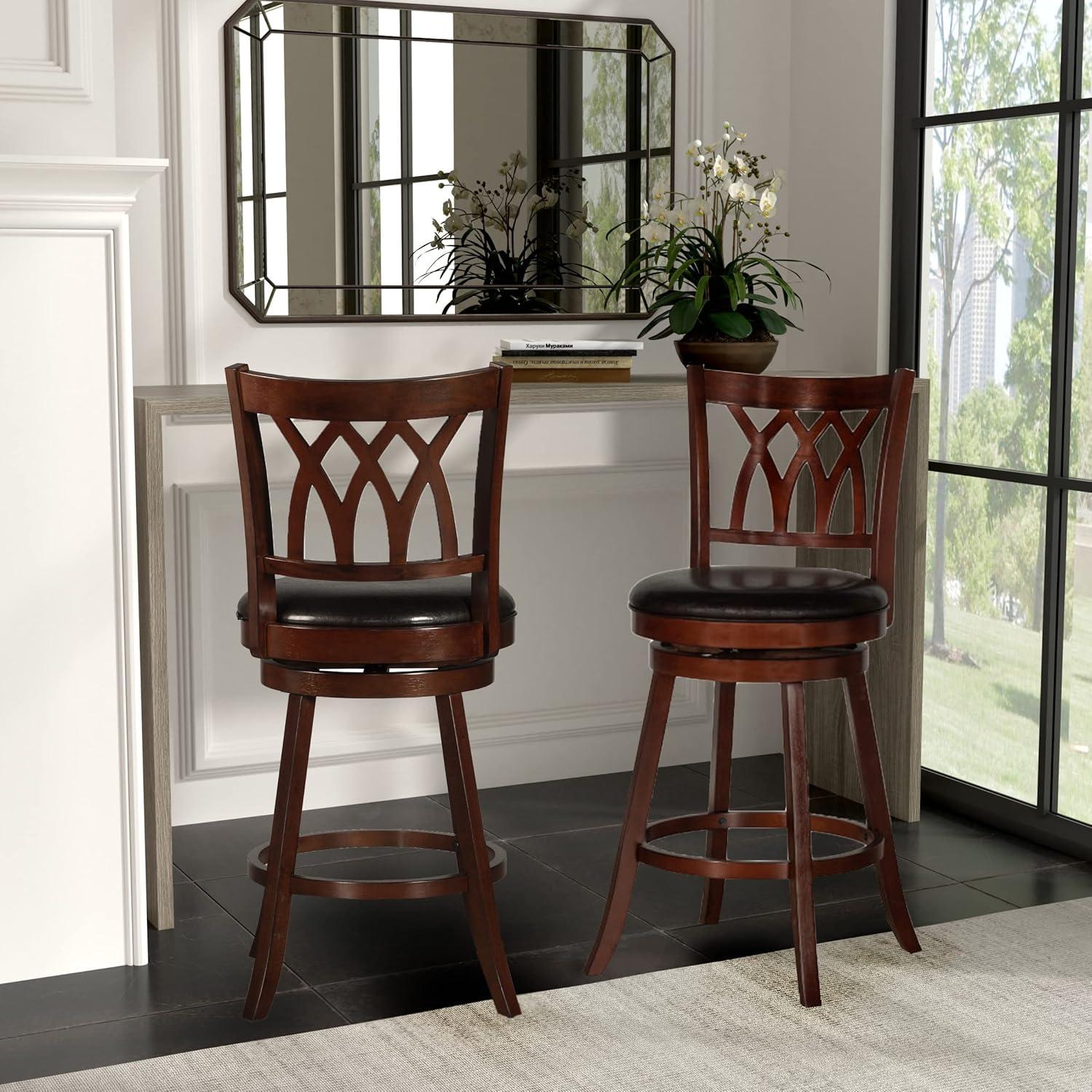 Hillsdale Tateswood 46.75" Wood Transitional Bar Stool in Cherry