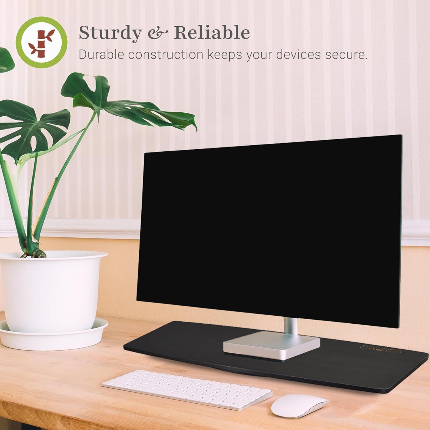 Prosumers Choice | Natural Bamboo TV Swivel Center Stand for TV, 21-Inch Base, Black 360Â° Rotation