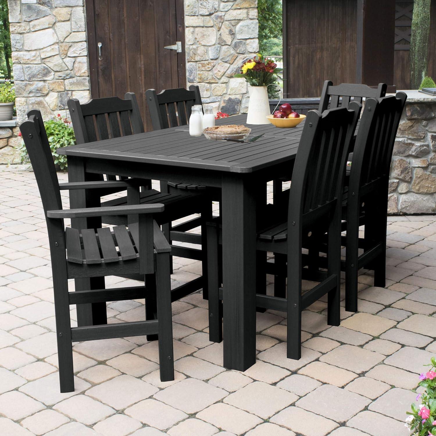 Lehigh Black Bamboo 7-Piece Outdoor Dining Set for 6
