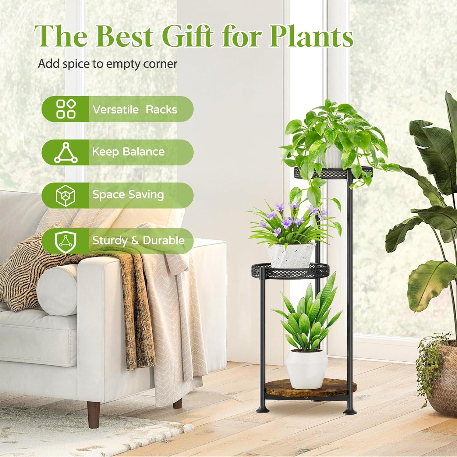 Tierd Corner Plant Stands Holder  Black