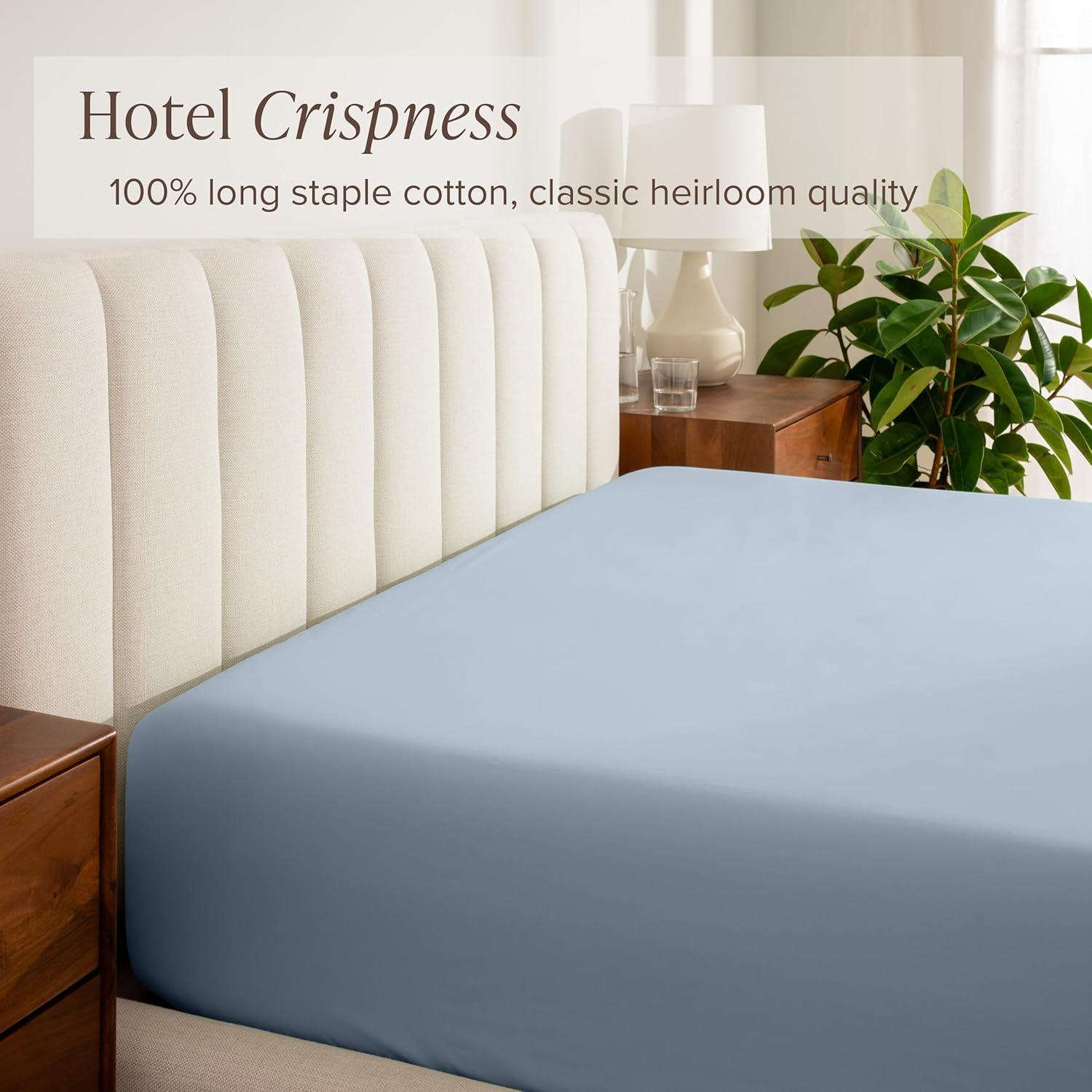 Bare Home 260 Thread Count Organic Cotton Percale Fitted Sheet