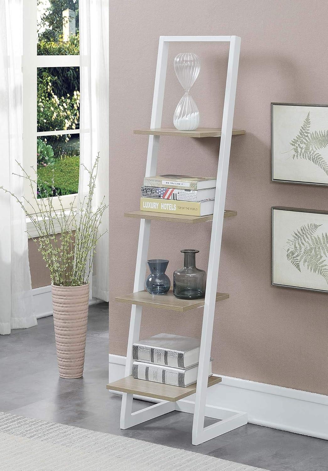 Convenience Concepts Designs2Go 4 Tier Ladder Bookshelf, Ice White/White