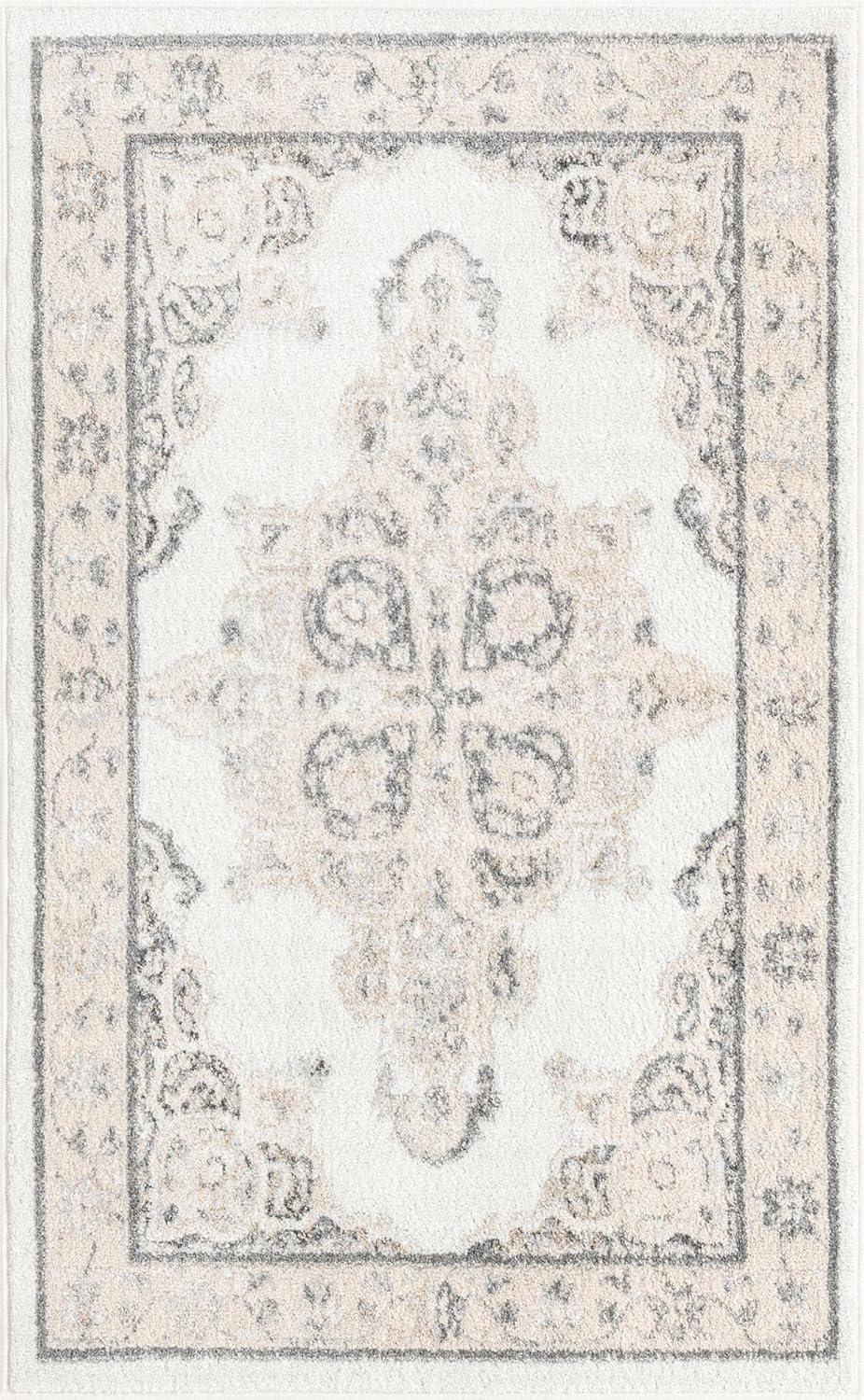 Unique Loom Parker Collection Area Rug - Merakli (3' 3" x 5' 3" Rectangle Ivory/Black)