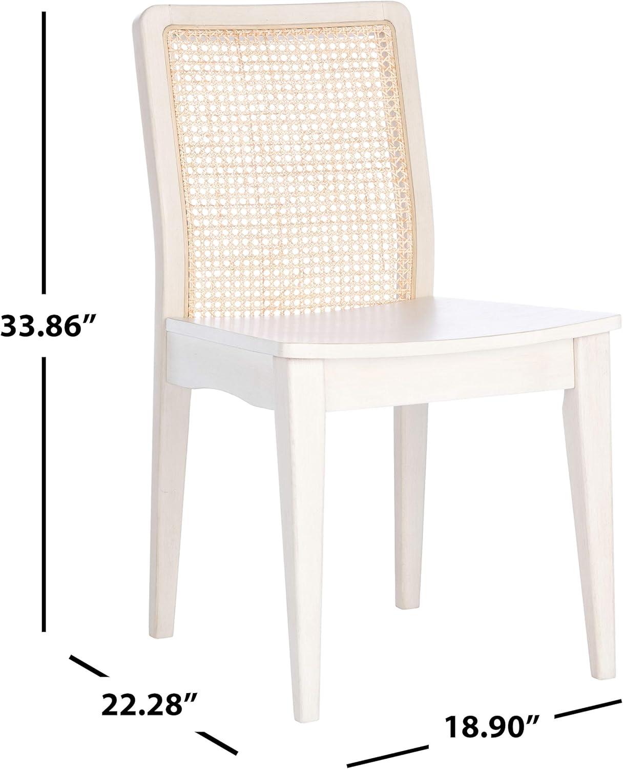 Benicio White and Natural Rattan Coastal Side Chair