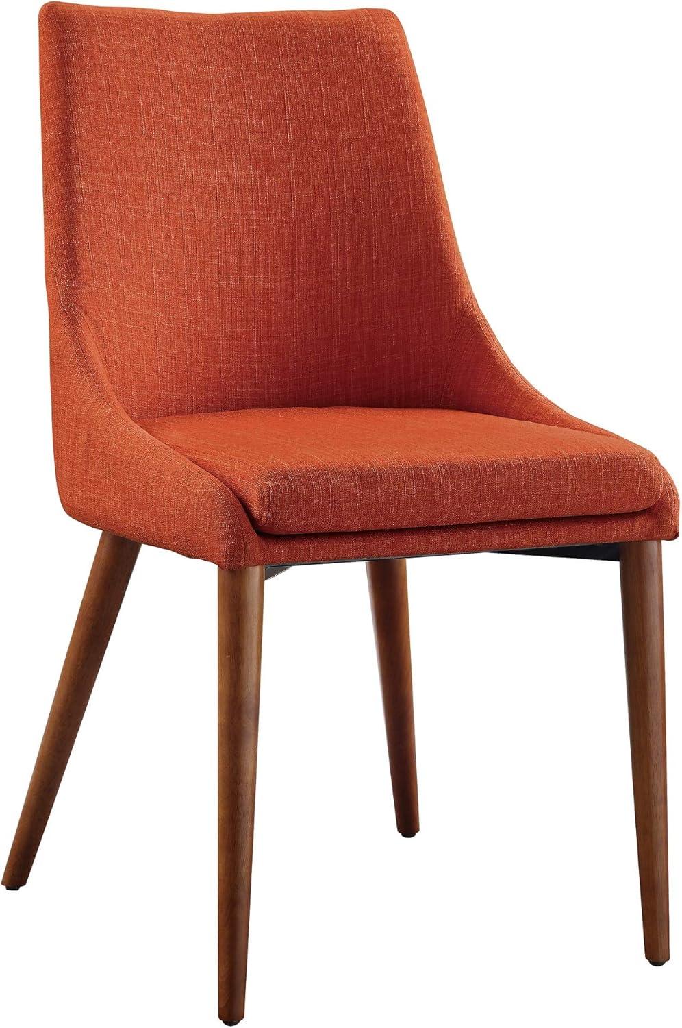 Contemporary Tangerine Upholstered Wood Side Chair