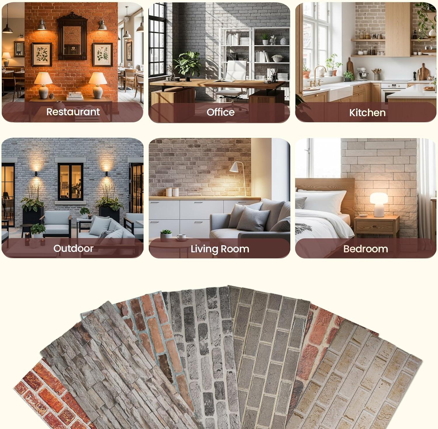 UPP Ultimate Premium Products 3D Brick Effect Wall Panels - Lightweight Styrofoam - Set of 9 Large Panels (20"x40") Covers 48 sq ft - Apply with Wall Adhesive - DIY Home Wall Cladding