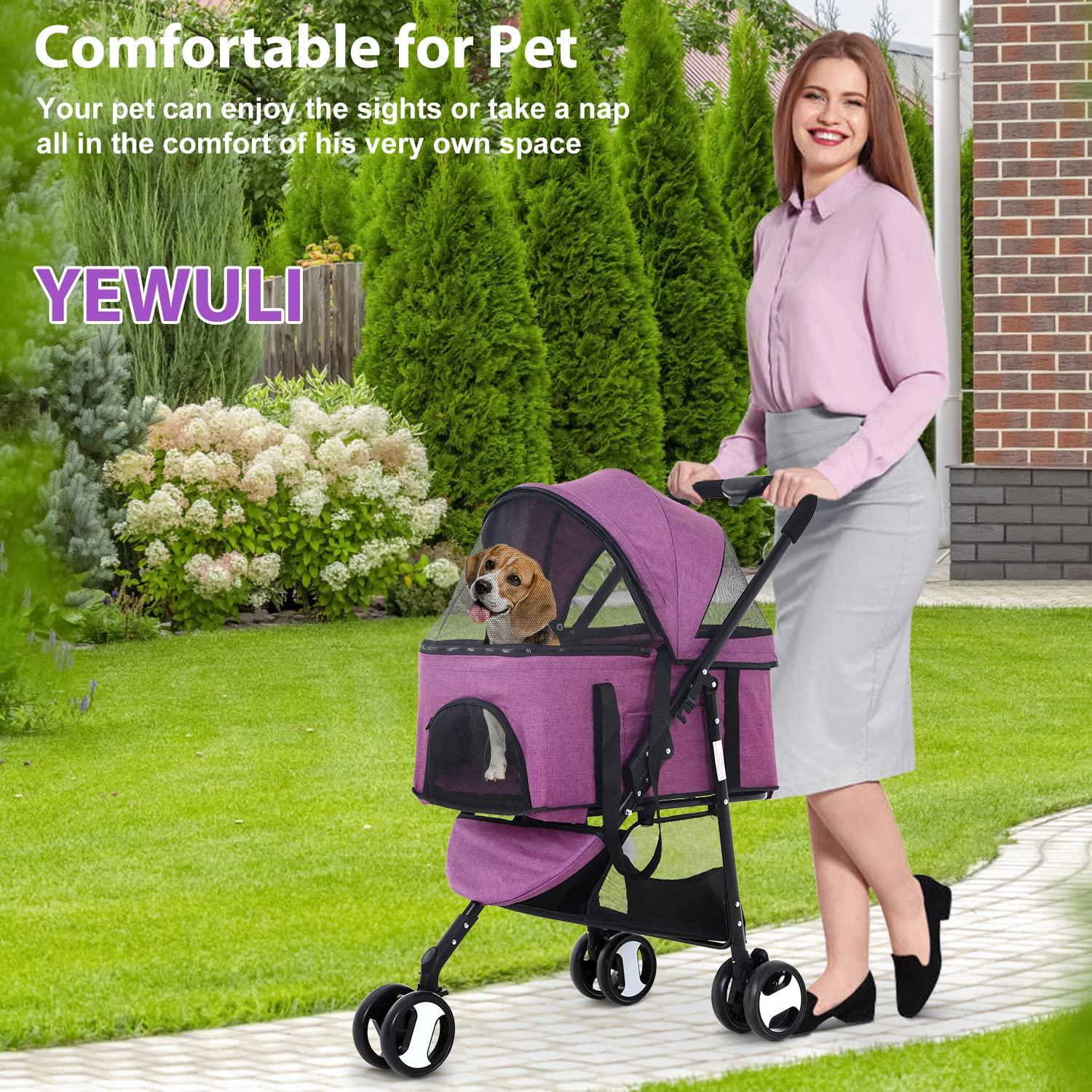 BestPet Foldable Pet Stroller with Detachable Carrier