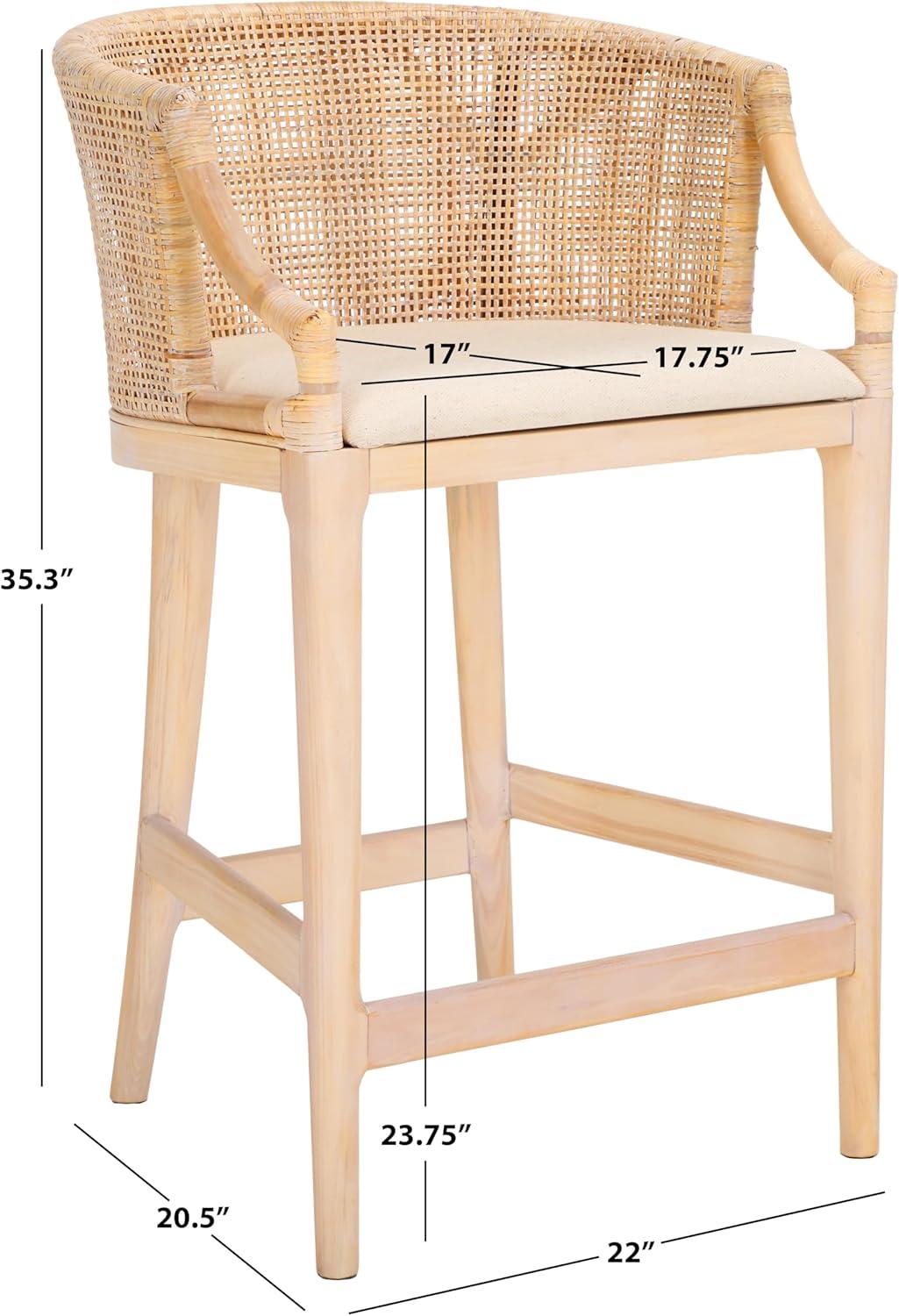Brando Counter Stool - BST4000 - Natural/White Washed - Safavieh