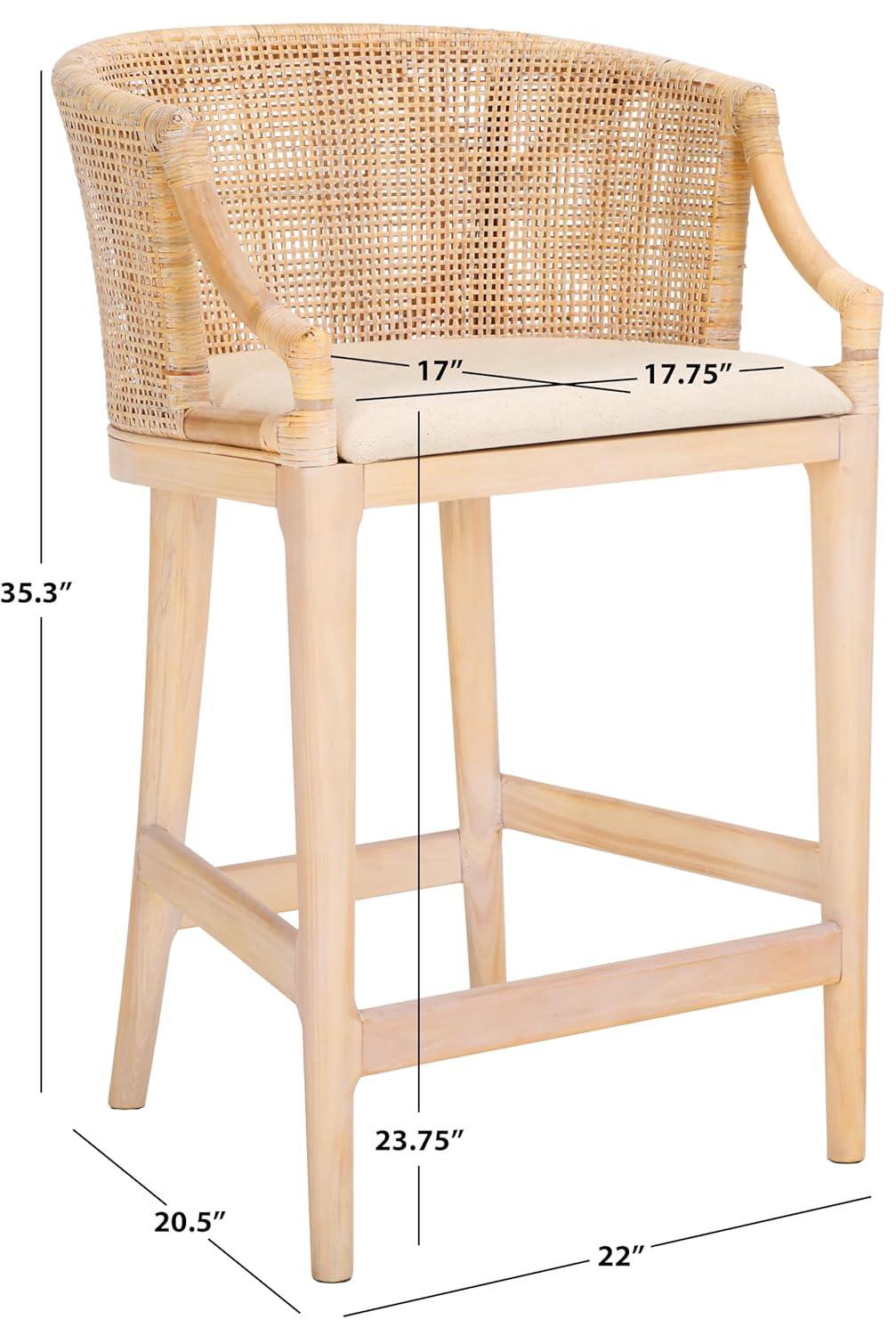 Brando Counter Stool - BST4000 - Natural/White Washed - Safavieh