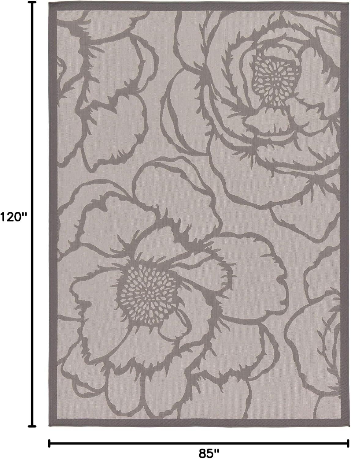 Unique Loom Outdoor Botanical Collection Area Rug - Rose (7' 1" x 10' Rectangle Gray/Silver)