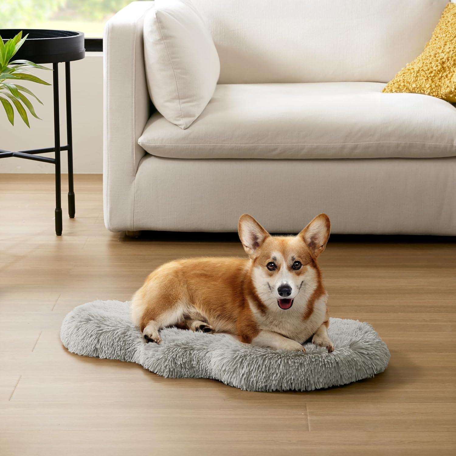 Friends Forever Nala Puprug Faux Fur Orthopedic Dog Bed with Foam, Pup Faux Fur Rug with Removable Bed Cover