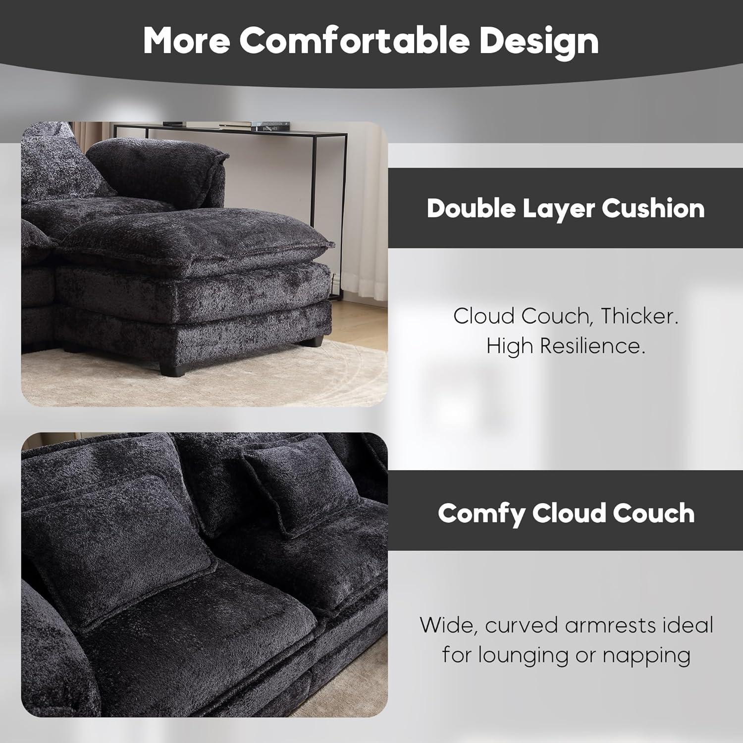 Latitude Run® Millan 112" L Shaped Modular Sectional Sofa with Ottoman & Memory Foam