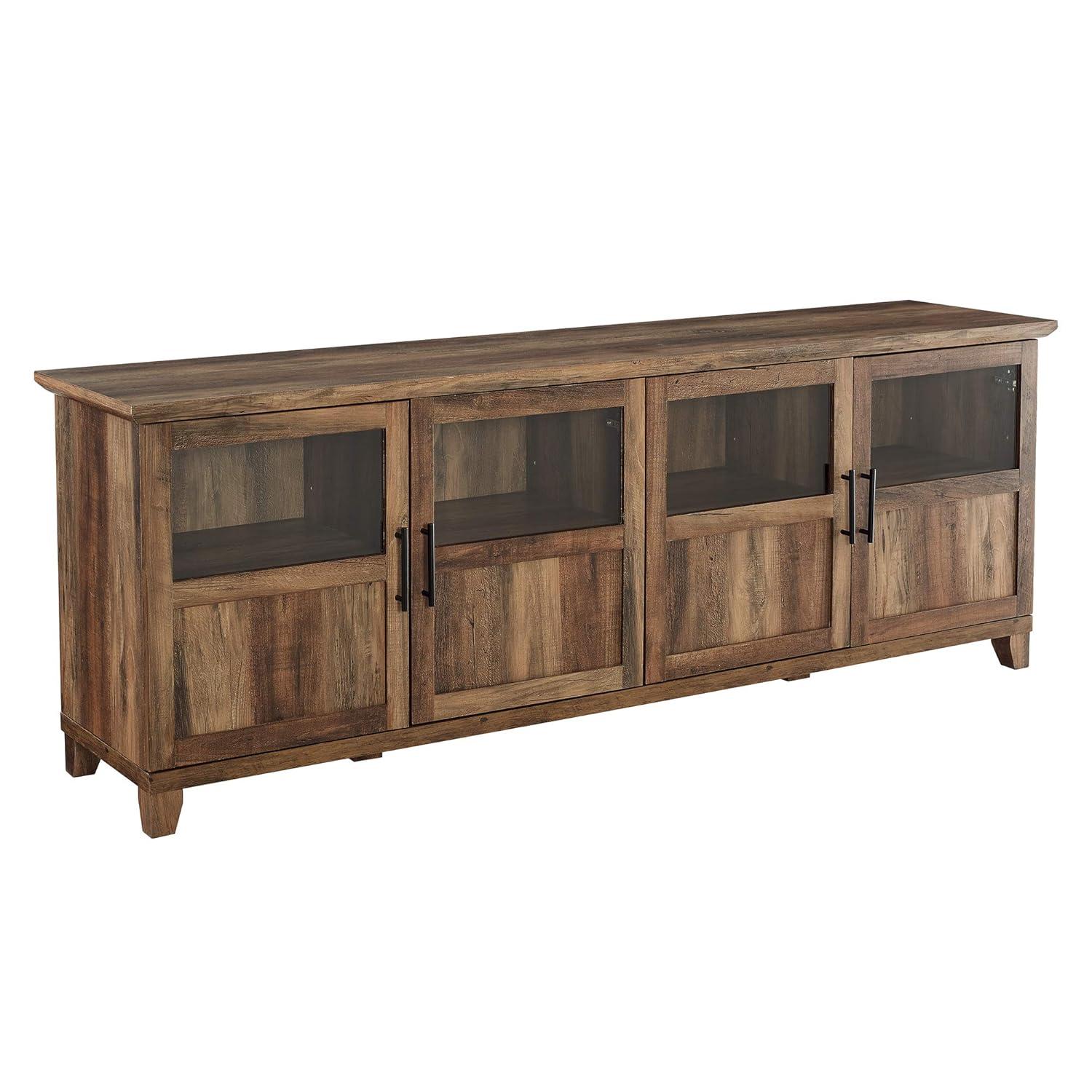 Walker Edison Farmhouse 4 Door TV Stand for TVs Up to 80", Reclaimed Barnwood
