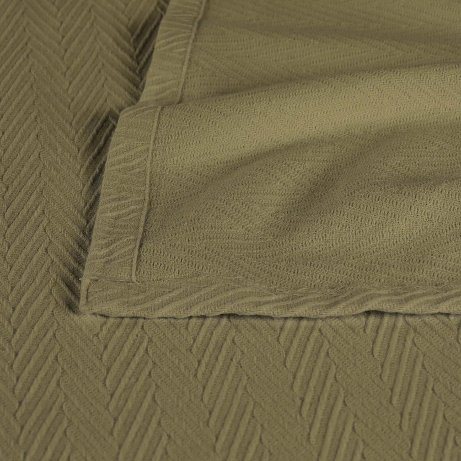 Superior Dobbyweave Knit Cotton Blanket, All Season Bed Blanket, Full/Queen 88" x 100", Sage