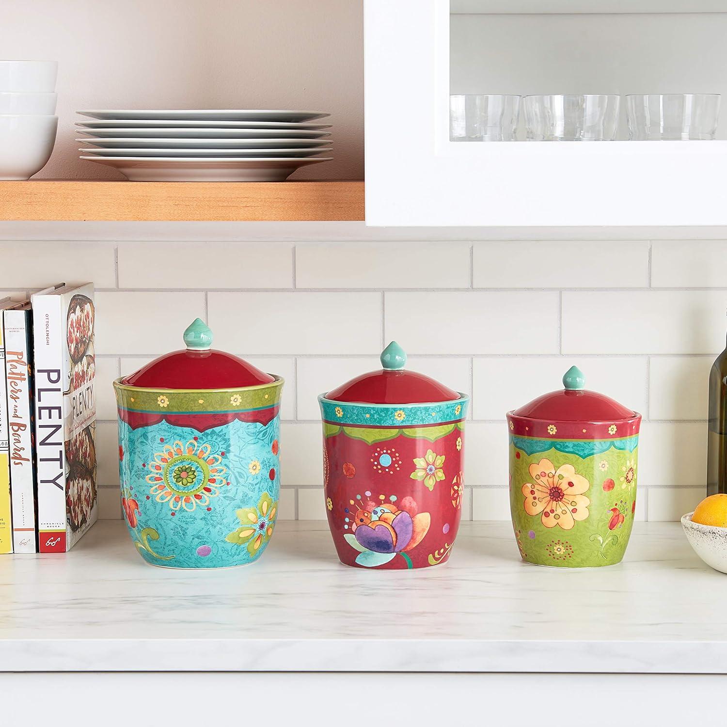 Tunisian Sunset Multicolor Ceramic Canister Set