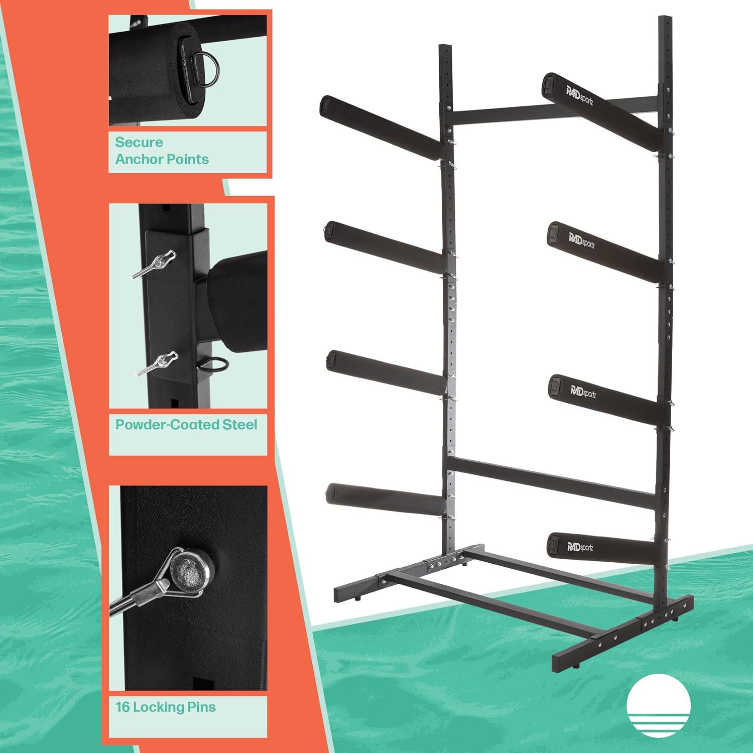 Rad Sportz 4-Level Freestanding Kayak Rack, Black