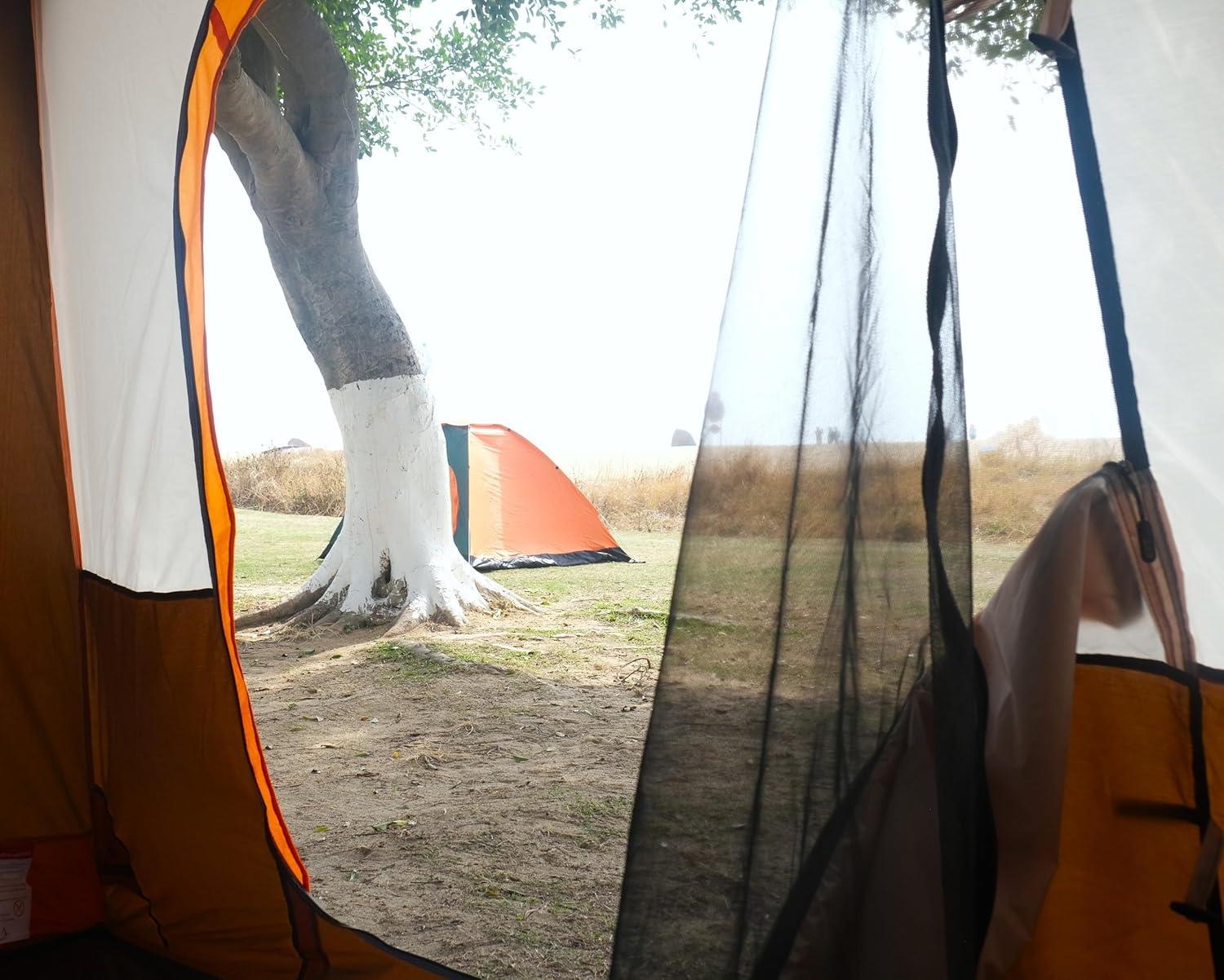Large Gray and Orange Waterproof 6-Person Cabin Tent