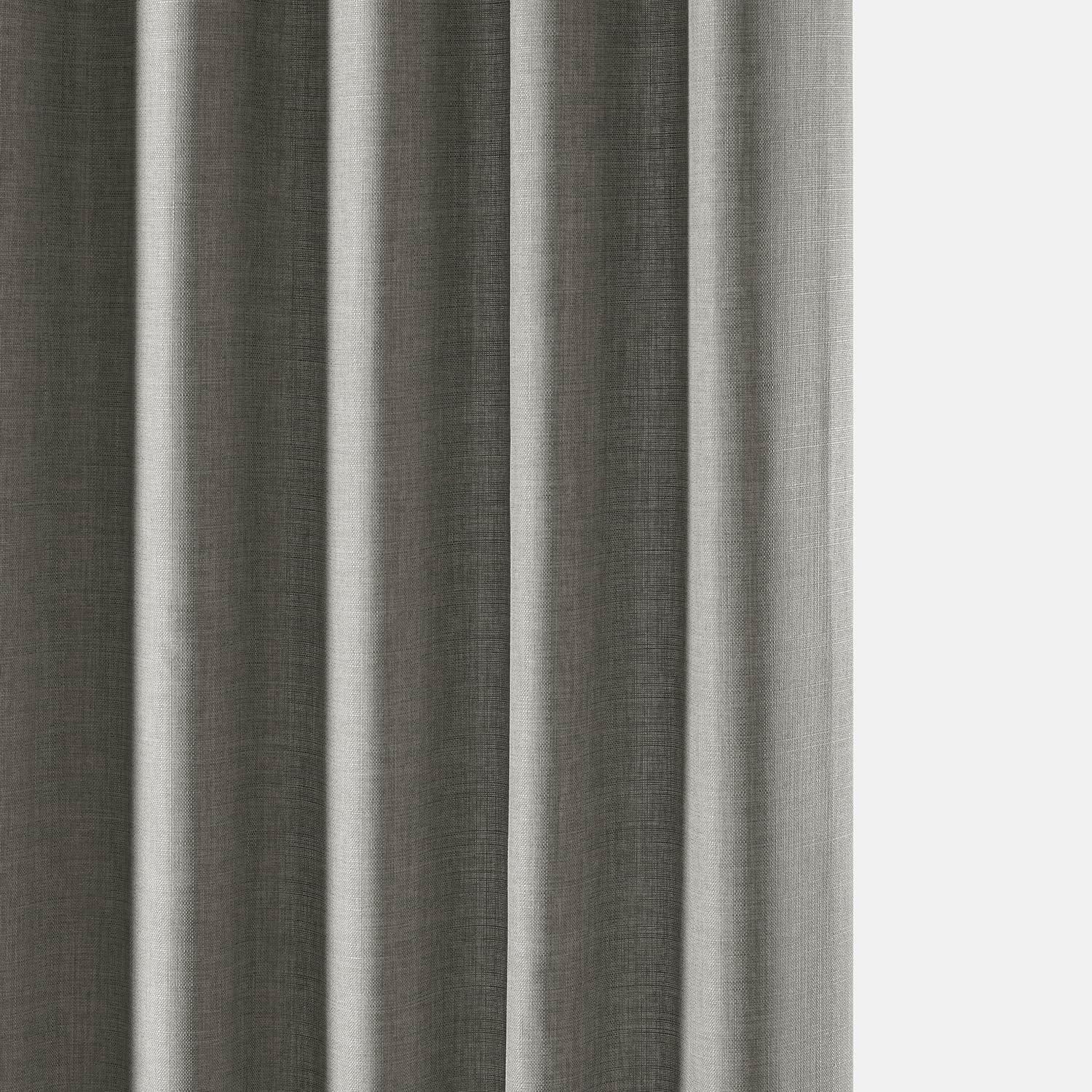 Taupe Grey Room-Darkening Faux Linen Curtain Panel 84"