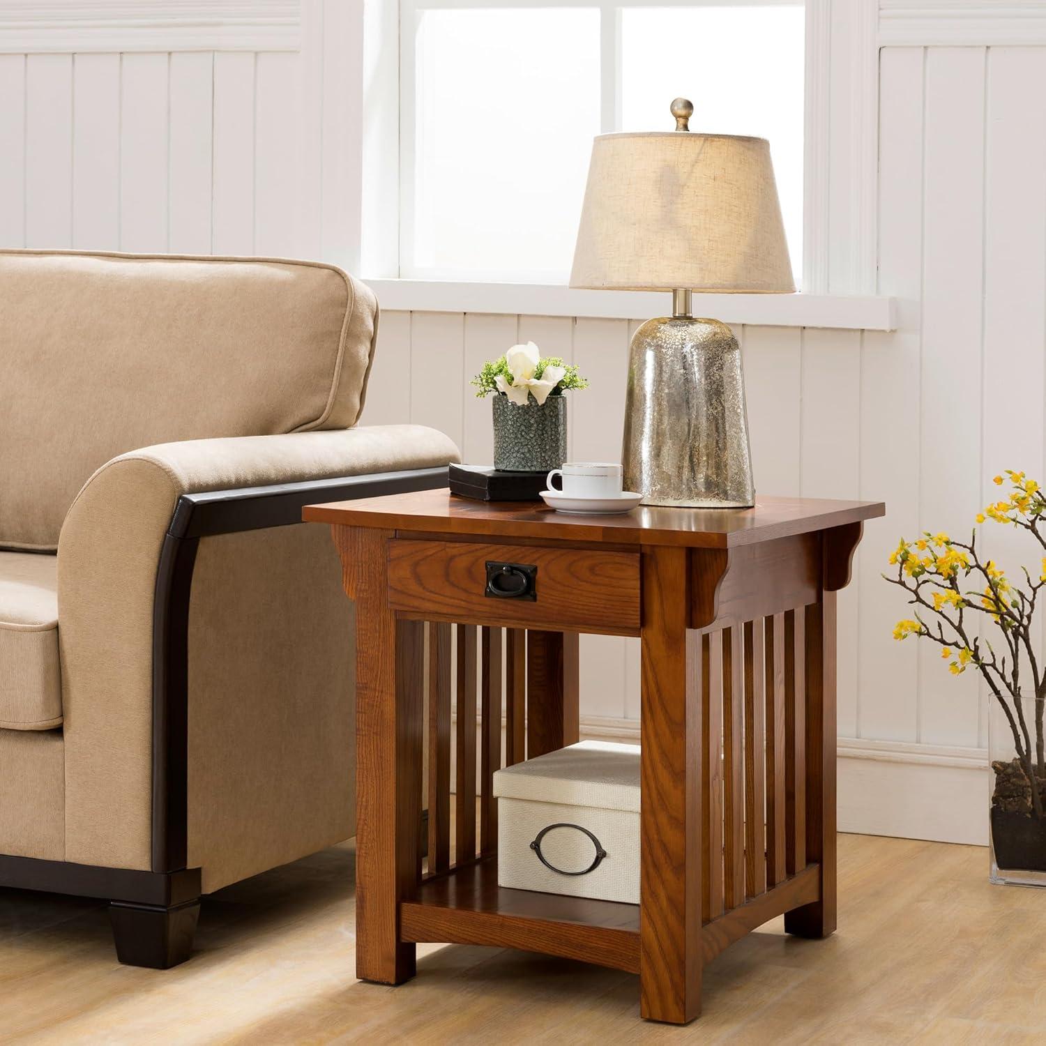 Leick Home Mission Impeccable End Table in Medium Oak