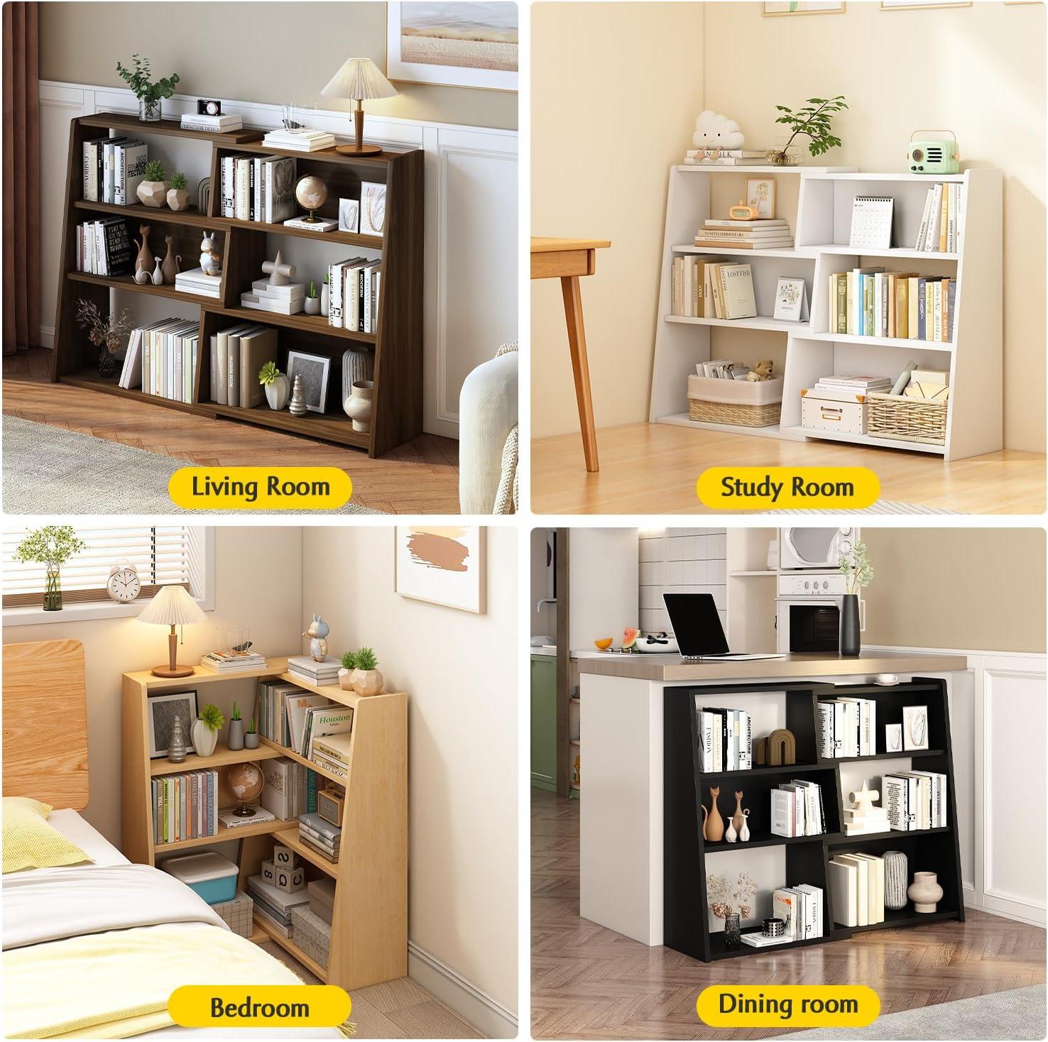Latitude Run® Wooden Extendable Shelf Bookcase - 3-Tier Ladder Low Short Bookshelf For Small Space Or Corner