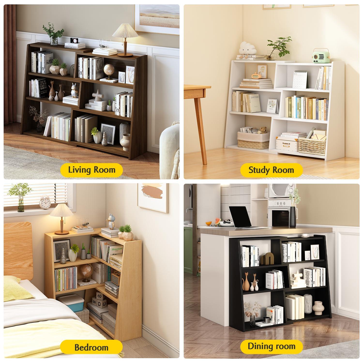 Latitude Run® Wooden Extendable Shelf Bookcase - 3-Tier Ladder Low Short Bookshelf For Small Space Or Corner