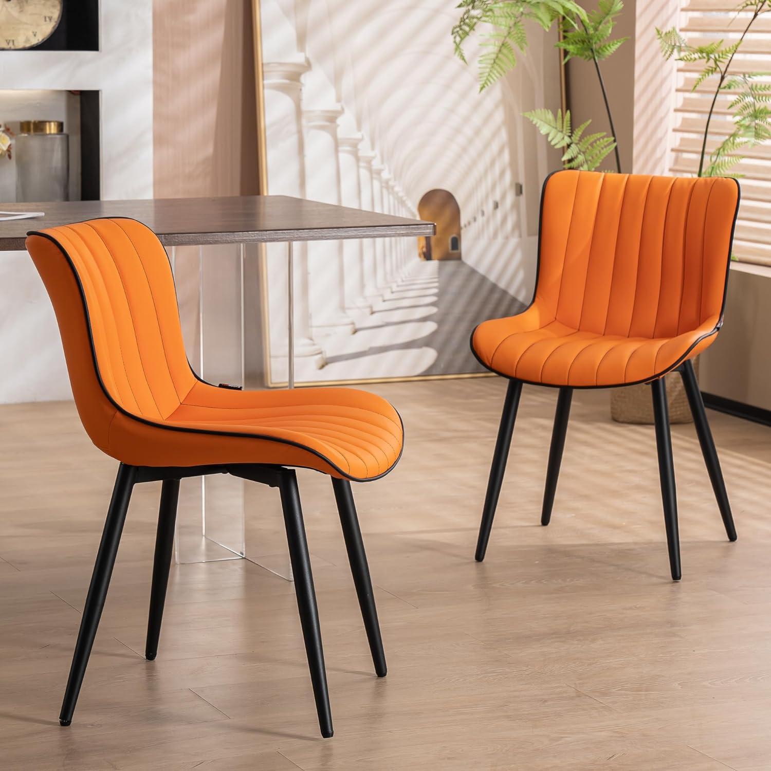 Heitger Leather Upholstered Side Chairs Modern Dining Chairs, Wingback Dining Room Chair