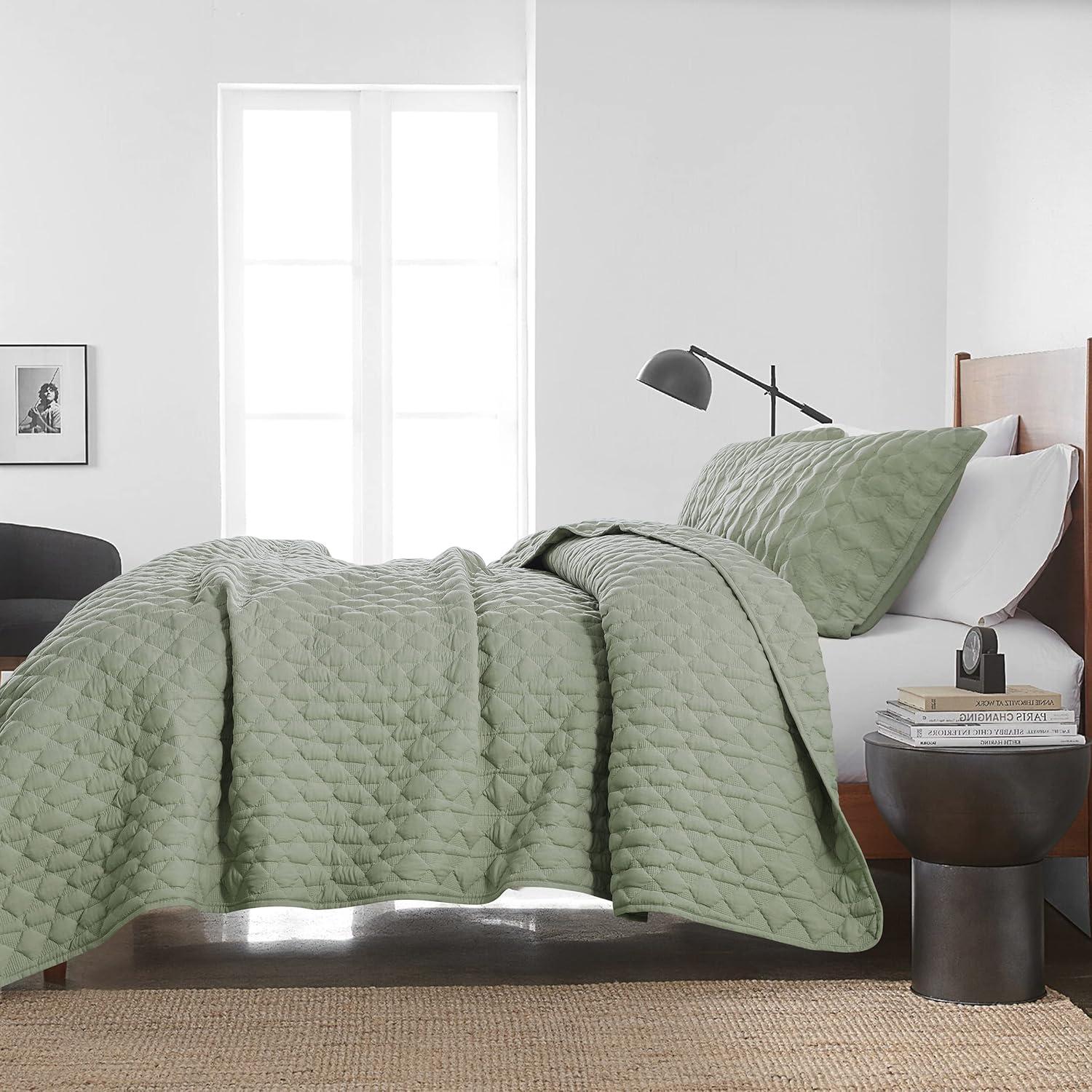 Sage Green Twin Microfiber Quilted Bedspread Set