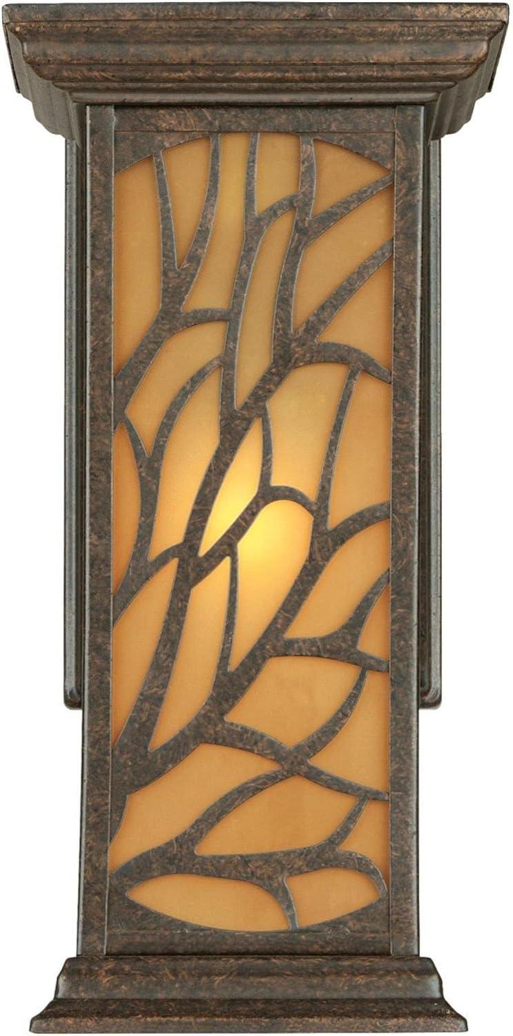 Victorian Bronze Outdoor Wall Lantern with Amber Glass