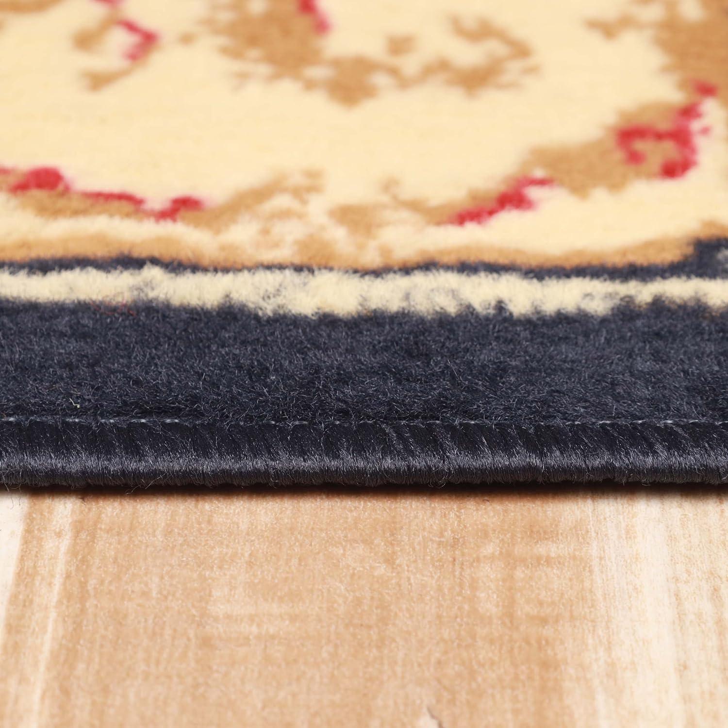 Superior Classic Elegant Floral Medallion Power-Loomed Indoor Area Rug, Midnight Blue, 4' x 6'