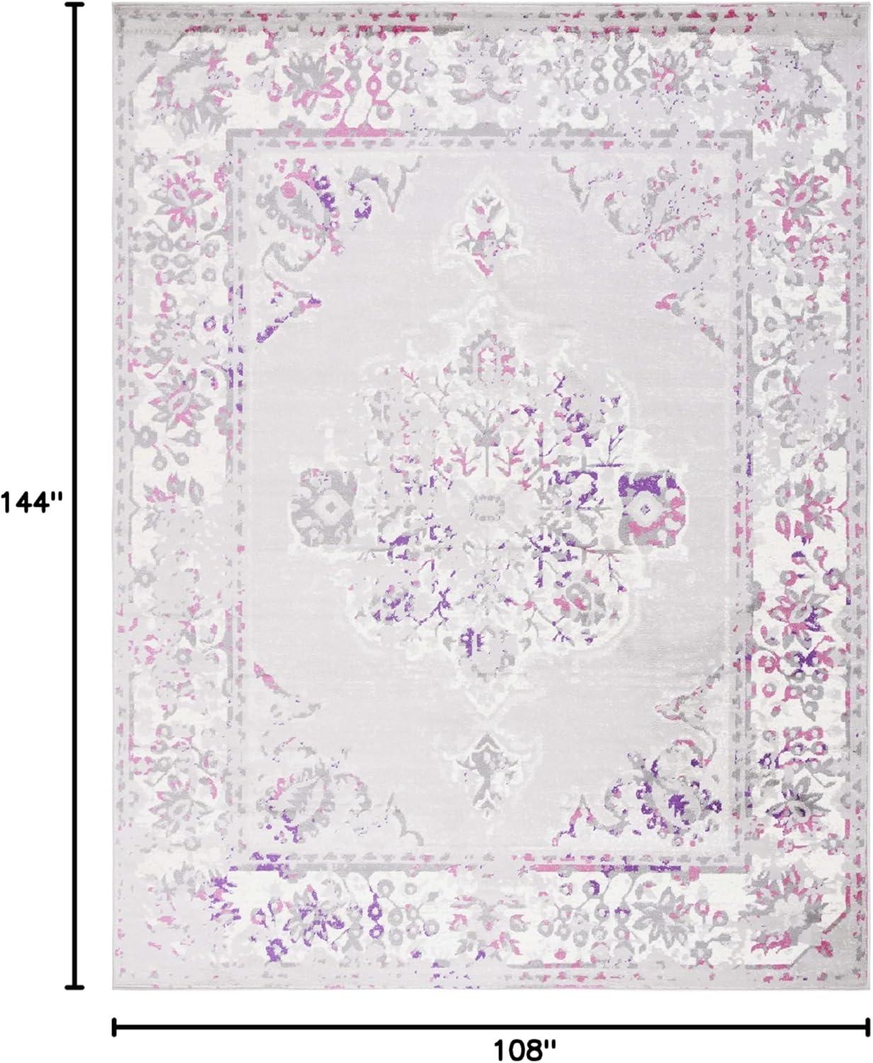 Skyler SKY169 Power Loomed Indoor Area Rug - Grey/Pink - 9'x12' - Safavieh